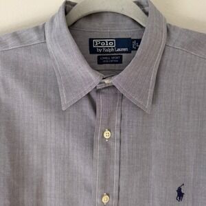 Polo Ralph Lauren Lowell Sport Grey Herringbone Cotton Button Down Shirt Mens L